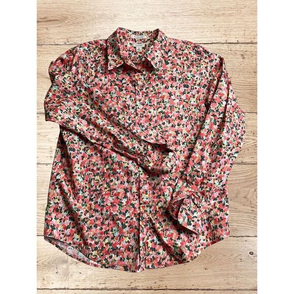 LL Bean Button Front Shirt 100% cotton‎ watercolor floral size medium - Picture 1 of 11